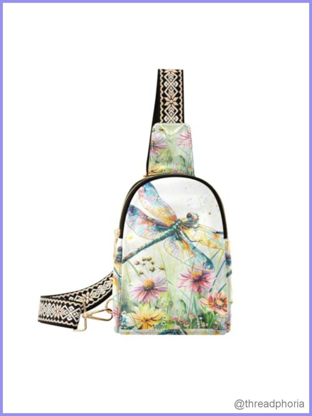 Vintage Rose Floral Leather Crossbody Sling Bag for Women Adjustable